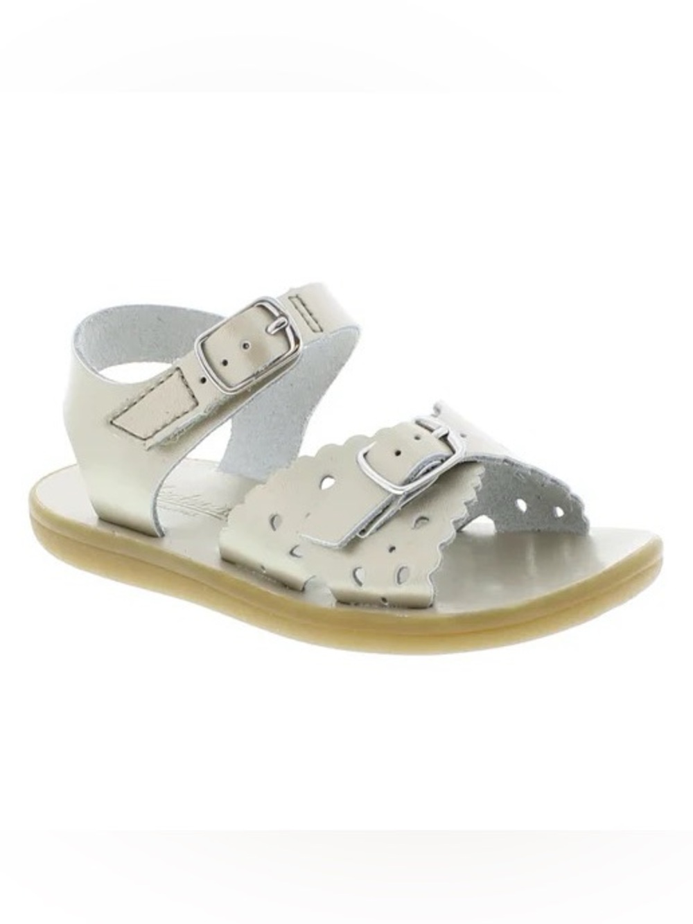 Girls' Gold Scalloped Buckle Sandals - Kids Size 2